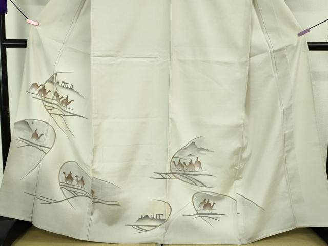 平和屋着物▽極上 訪問着 単衣 紬地 シルクロード ラクダ 逸品 DZAA6815kh5