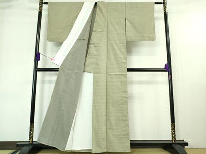 平和屋着物■極上　お召　単衣　吉野間道　逸品　DZAA6817kh5