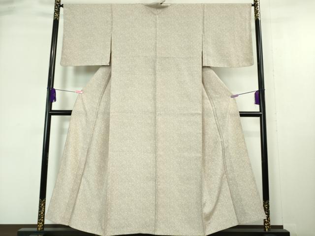 平和屋着物■希少　日本工芸会正会員　城間栄市監修　花織　紬　単衣　ちゅら織　灰桜色地　参考資料付き　逸品　DZAA6818kh5