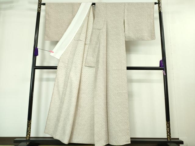 平和屋着物■希少　日本工芸会正会員　城間栄市監修　花織　紬　単衣　ちゅら織　灰桜色地　参考資料付き　逸品　DZAA6818kh5