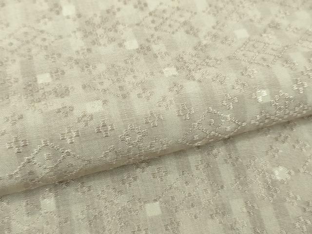 平和屋着物■希少　日本工芸会正会員　城間栄市監修　花織　紬　単衣　ちゅら織　灰桜色地　参考資料付き　逸品　DZAA6818kh5