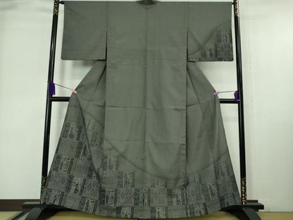平和屋着物▽極上 本塩沢 訪問着 単衣 古代人物壁画文様 逸品 DZAA6822kh5