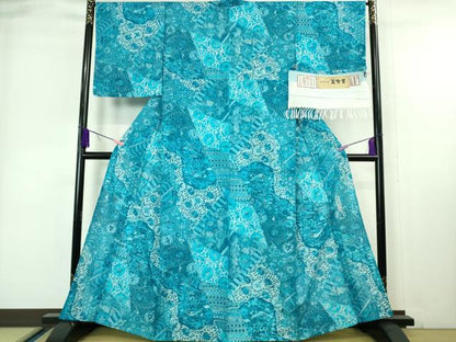 平和屋本店■希少 夏物 石川県指定無形文化財 夏牛首紬 白山工房 手織 前田仁仙 仁仙更紗 まるやま扱い 証紙付き 逸品 未使用　DZAA6823kh5