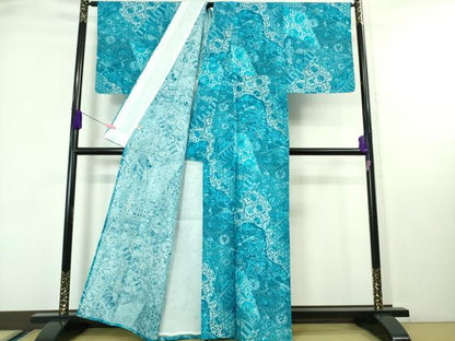 平和屋本店■希少 夏物 石川県指定無形文化財 夏牛首紬 白山工房 手織 前田仁仙 仁仙更紗 まるやま扱い 証紙付き 逸品 未使用　DZAA6823kh5