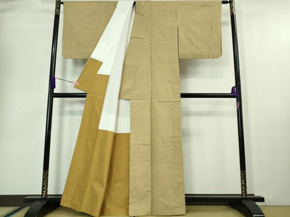 平和屋着物●極上 結城紬 色無地 枯野色 逸品 DZAA6829kh5