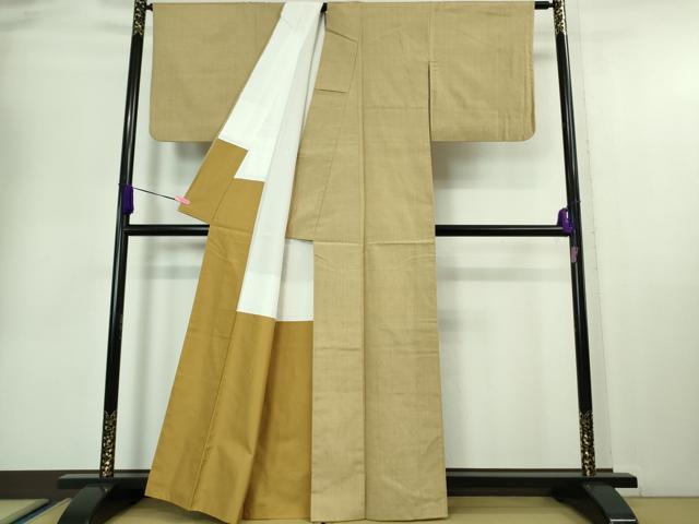 平和屋着物●極上 結城紬 色無地 枯野色 逸品 DZAA6829kh5
