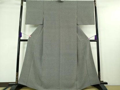 平和屋着物●極上 小紋 市松文様 鬼しぼ縮緬 逸品 DZAA6830kh5