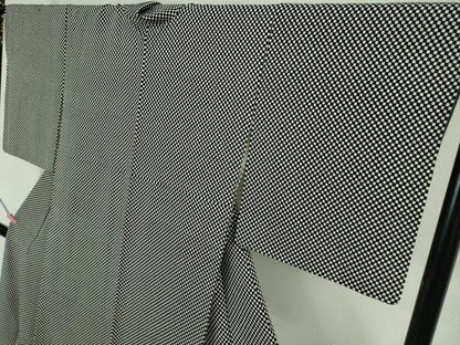 平和屋着物●極上 小紋 市松文様 鬼しぼ縮緬 逸品 DZAA6830kh5