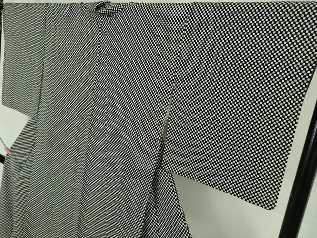 平和屋着物●極上 小紋 市松文様 鬼しぼ縮緬 逸品 DZAA6830kh5