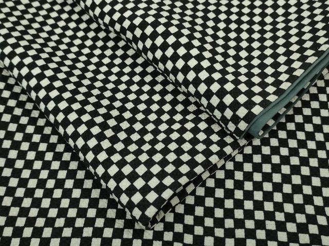 平和屋着物●極上 小紋 市松文様 鬼しぼ縮緬 逸品 DZAA6830kh5