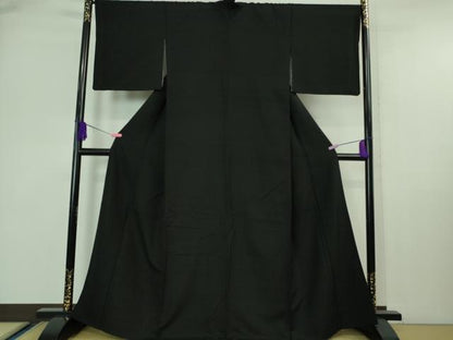 平和屋着物■極上　結城紬　色無地　黒地　逸品　DZAA6836kh5