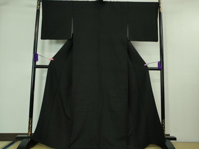 平和屋着物■極上　結城紬　色無地　黒地　逸品　DZAA6836kh5