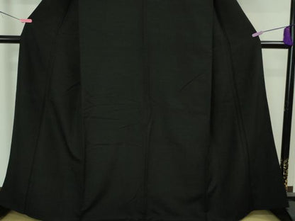 平和屋着物■極上　結城紬　色無地　黒地　逸品　DZAA6836kh5