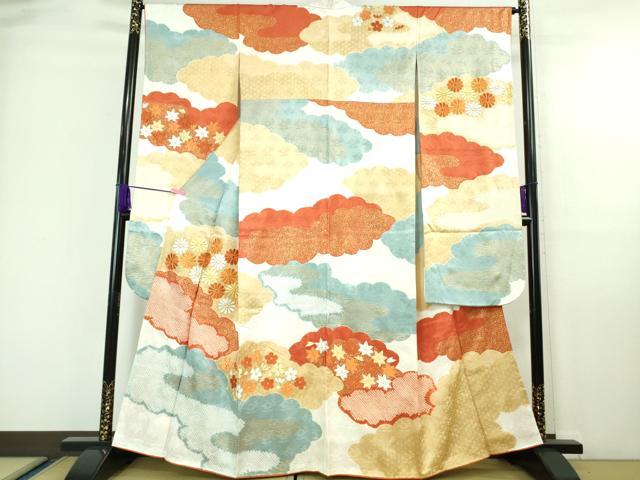 平和屋本店■極上　創業460年・千總　振袖　駒刺繍　絞り　雲取り吉祥花文　金彩　高島屋扱い　逸品　DZAA6847kh5