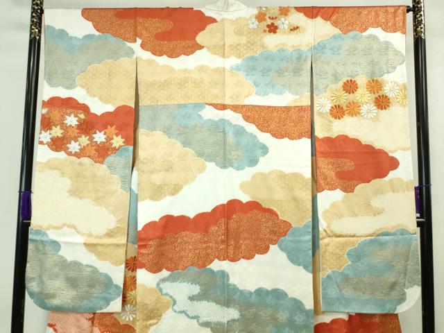 平和屋本店■極上　創業460年・千總　振袖　駒刺繍　絞り　雲取り吉祥花文　金彩　高島屋扱い　逸品　DZAA6847kh5