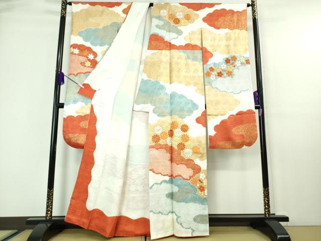 平和屋本店■極上　創業460年・千總　振袖　駒刺繍　絞り　雲取り吉祥花文　金彩　高島屋扱い　逸品　DZAA6847kh5
