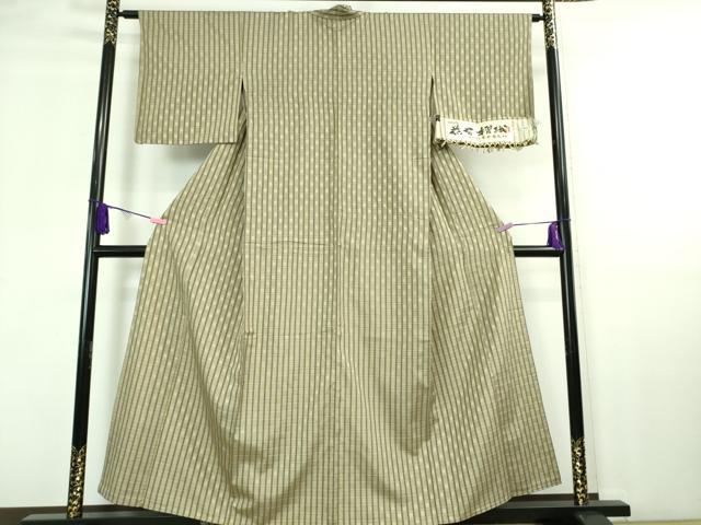 平和屋着物▽極上 花石摺織 紬 単衣 伝統工芸士 木村竜之 天光本舗謹製 証紙付き 逸品 DZAA6858kh5