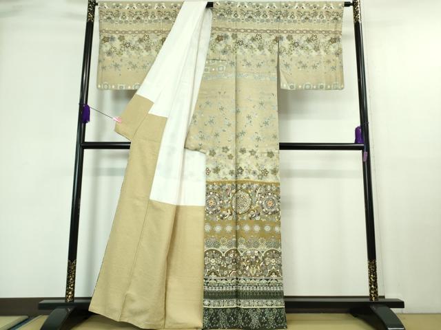 平和屋本店■極上　中国三大刺繍　スワトウ刺繍　汕頭刺繍　訪問着　双鳥正倉院花文　金糸　逸品　DZAA6859kh5