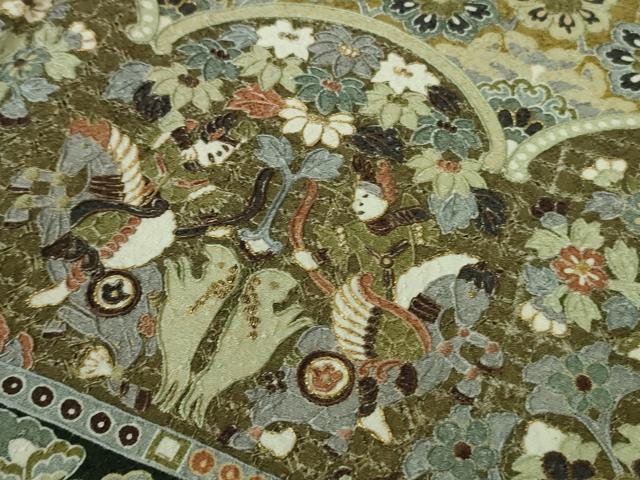 平和屋本店■極上　中国三大刺繍　スワトウ刺繍　汕頭刺繍　訪問着　双鳥正倉院花文　金糸　逸品　DZAA6859kh5