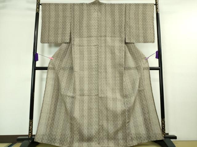 平和屋本店■極上　夏物　本麻　ちぢみ　市松紋紗　間道　麻　反端付き　逸品　DZAA6860kh5