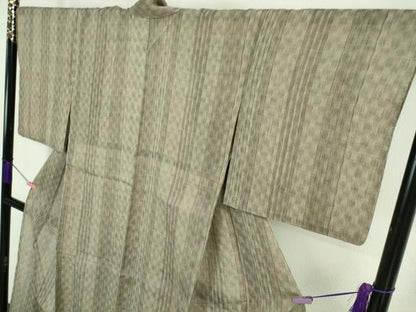 平和屋本店■極上　夏物　本麻　ちぢみ　市松紋紗　間道　麻　反端付き　逸品　DZAA6860kh5
