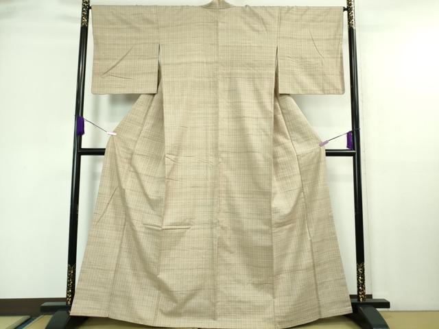 平和屋本店●希少　人間国宝　志村ふくみ　紬　格子　練色地　逸品　DZAA6861kh5