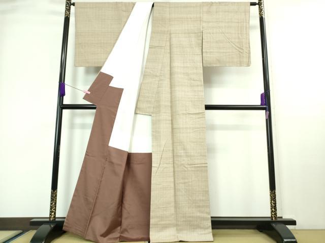 平和屋本店●希少　人間国宝　志村ふくみ　紬　格子　練色地　逸品　DZAA6861kh5