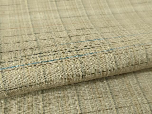 平和屋本店●希少　人間国宝　志村ふくみ　紬　格子　練色地　逸品　DZAA6861kh5