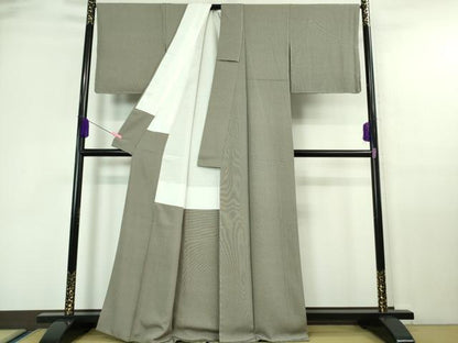 平和屋着物■極上　江戸小紋　万筋　亜麻色×黒色　逸品　未使用　DZAA6862kh5