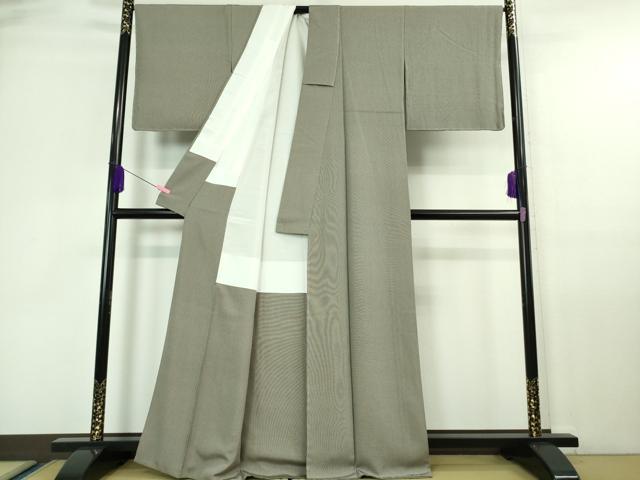平和屋着物■極上　江戸小紋　万筋　亜麻色×黒色　逸品　未使用　DZAA6862kh5