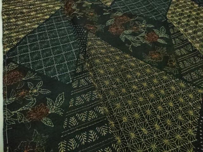 平和屋本店■極上　本場大島紬　刺し子　総刺繍　切嵌　名物裂花文　褐返色地　やまと誂製　逸品　未使用　DZAA6866kh5