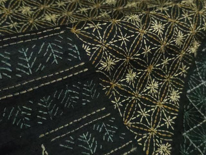 平和屋本店■極上　本場大島紬　刺し子　総刺繍　切嵌　名物裂花文　褐返色地　やまと誂製　逸品　未使用　DZAA6866kh5