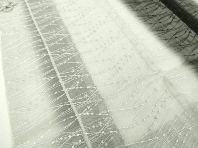 平和屋着物▽極上 道中着 オーガンジー スリーシーズン 春夏秋 塵除け ロング丈 刺繍 斜線花文 暈し染め 逸品 未使用 DZAA6868kh5