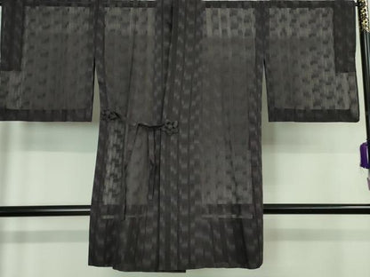 平和屋着物▽極上 道中着 スリーシーズン 春夏秋 塵除け ロング丈 紗 間道 逸品 DZAA6871kh5