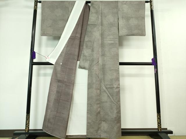 平和屋着物▽極上　石川県指定無形文化財　牛首紬　白山工房　手織り　単衣　雪輪重ね　逸品　DZAA6873kh5