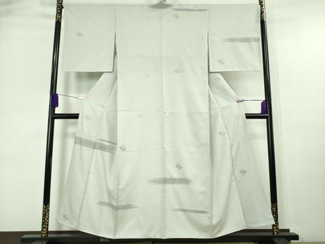 平和屋着物●希少 西陣織 天平初年創始の京の老舗 洛陽織物 訪問着 お召地 縫取プラチナ箔 松葉 銀糸 反端付き 逸品 未使用 DZAA6881kh5