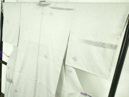 平和屋着物●希少 西陣織 天平初年創始の京の老舗 洛陽織物 訪問着 お召地 縫取プラチナ箔 松葉 銀糸 反端付き 逸品 未使用 DZAA6881kh5