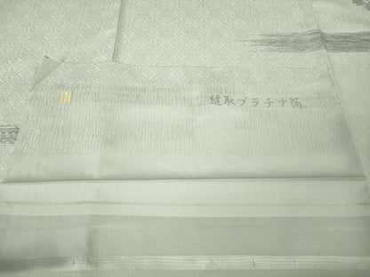 平和屋着物●希少 西陣織 天平初年創始の京の老舗 洛陽織物 訪問着 お召地 縫取プラチナ箔 松葉 銀糸 反端付き 逸品 未使用 DZAA6881kh5