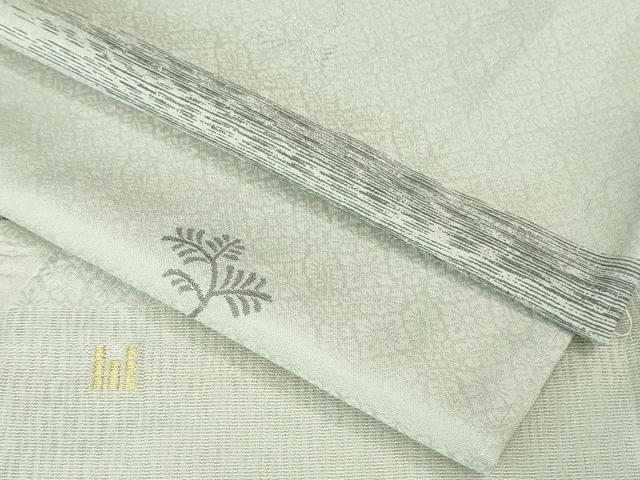 平和屋着物●希少 西陣織 天平初年創始の京の老舗 洛陽織物 訪問着 お召地 縫取プラチナ箔 松葉 銀糸 反端付き 逸品 未使用 DZAA6881kh5