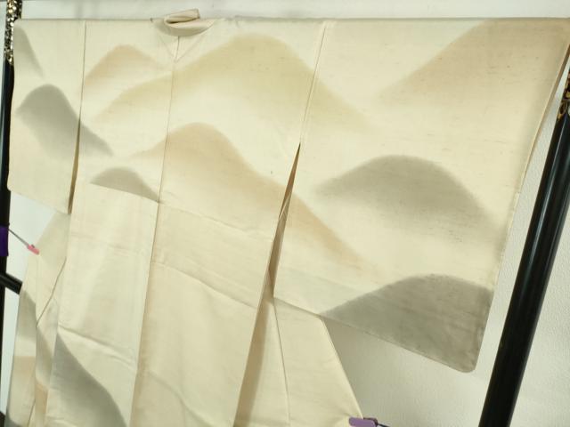 平和屋本店▽極上 石川県指定無形文化財 牛首紬 白山工房 手織り 訪問着 単衣 重ね山 証紙付き 逸品 未使用 DZAA6885kh5