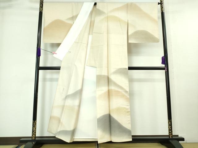 平和屋本店▽極上 石川県指定無形文化財 牛首紬 白山工房 手織り 訪問着 単衣 重ね山 証紙付き 逸品 未使用 DZAA6885kh5