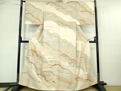 平和屋本店■極上　中国三大刺繍 スワトウ刺繍 汕頭刺繍 訪問着　駒刺繍　作家物　雲重ね宝尽くし花文　金糸　反端付き　逸品　DZAA6889kh5