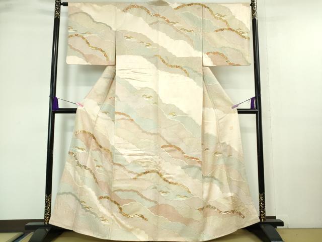 平和屋本店■極上　中国三大刺繍 スワトウ刺繍 汕頭刺繍 訪問着　駒刺繍　作家物　雲重ね宝尽くし花文　金糸　反端付き　逸品　DZAA6889kh5