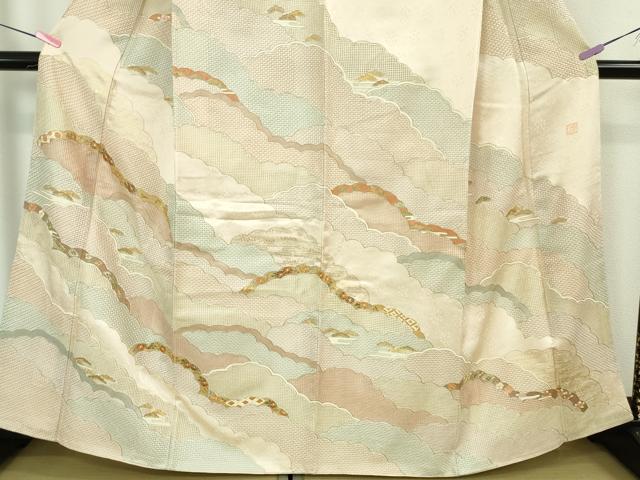 平和屋本店■極上　中国三大刺繍 スワトウ刺繍 汕頭刺繍 訪問着　駒刺繍　作家物　雲重ね宝尽くし花文　金糸　反端付き　逸品　DZAA6889kh5