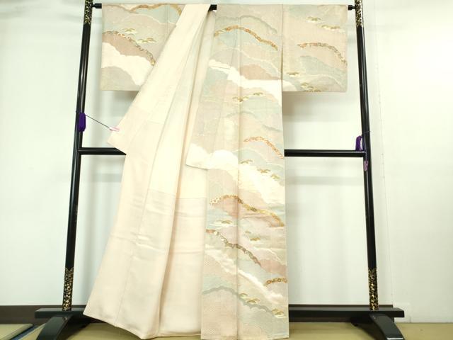 平和屋本店■極上　中国三大刺繍 スワトウ刺繍 汕頭刺繍 訪問着　駒刺繍　作家物　雲重ね宝尽くし花文　金糸　反端付き　逸品　DZAA6889kh5