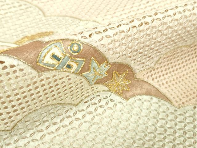 平和屋本店■極上　中国三大刺繍 スワトウ刺繍 汕頭刺繍 訪問着　駒刺繍　作家物　雲重ね宝尽くし花文　金糸　反端付き　逸品　DZAA6889kh5