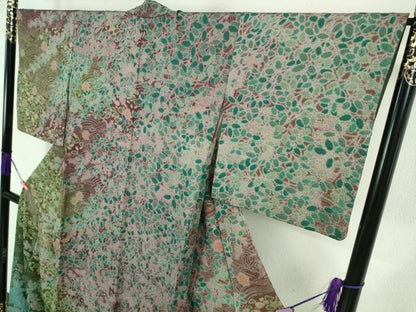 平和屋本店■極上　中国三大刺繍　相良刺繍　訪問着　おぼろ染め　襲絞り　立波文　暈し染め　金通し地　逸品　未使用　DZAA6892kh5