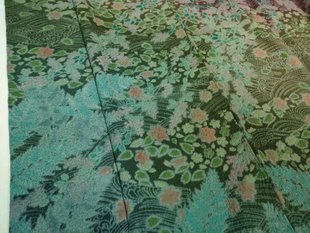 平和屋本店■極上　中国三大刺繍　相良刺繍　訪問着　おぼろ染め　襲絞り　立波文　暈し染め　金通し地　逸品　未使用　DZAA6892kh5