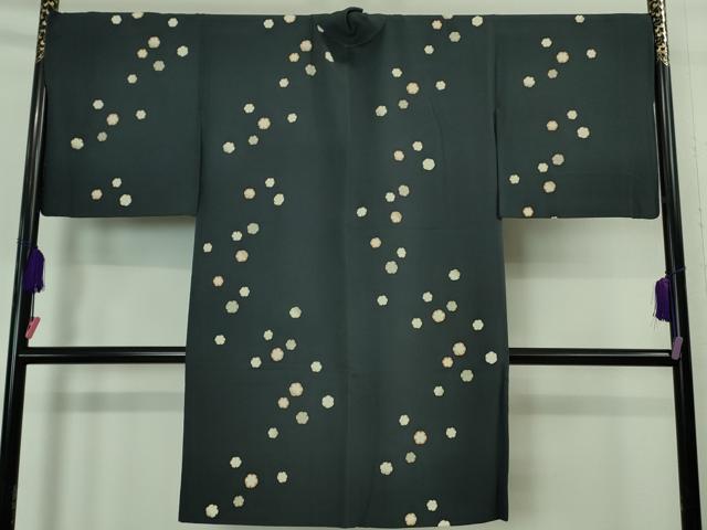 平和屋着物＃極上 道中着 ロング丈 雪輪 鬼しぼ縮緬 青褐色地 逸品 DZAA6893kh5
