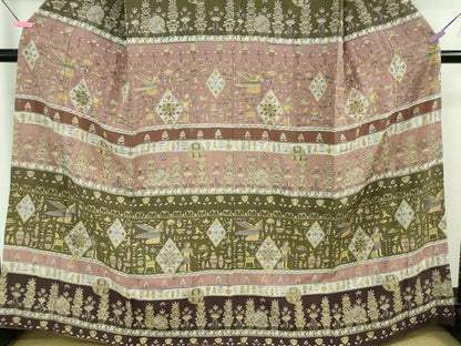 平和屋本店■極上　中国三大刺繍　スワトウ刺繍　汕頭刺繍　訪問着　古代人物壁画文様　金糸　逸品　DZAA6894kh5